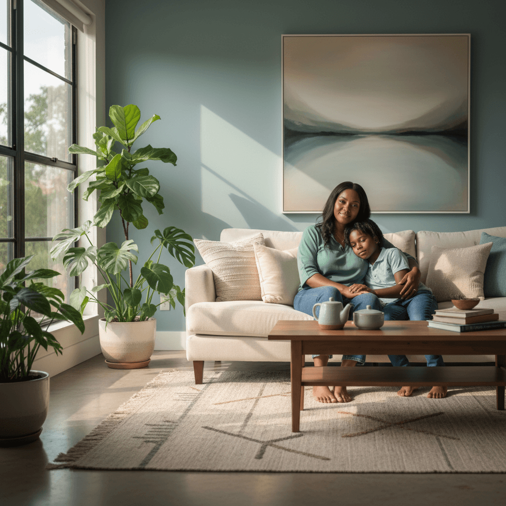 Peaceful sanctuary living space where residents gather