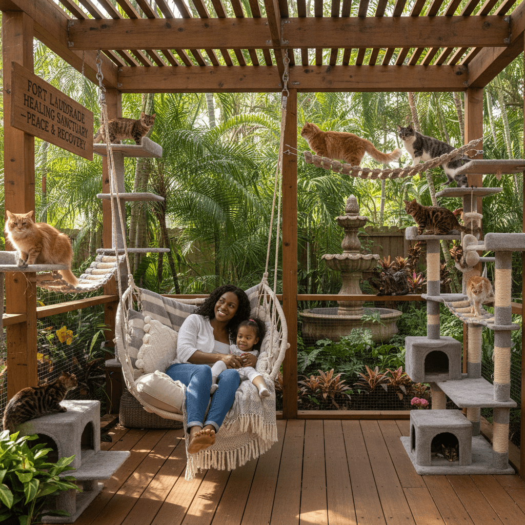Sanctuary outdoor space supporting nervous system recovery